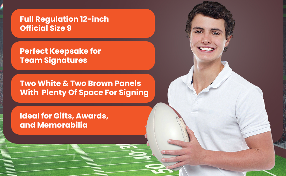 Ballstars Autograph Blank Full Regulation 12 Inch Football Base Official Size 9 Trophy Signing