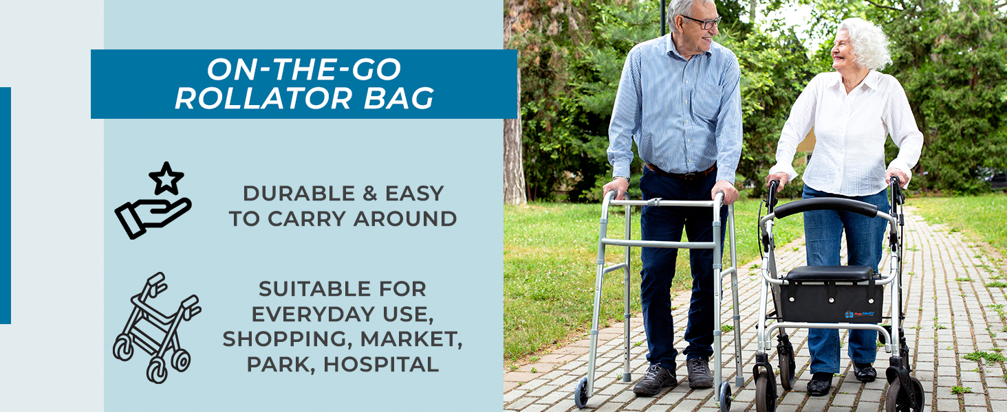 Extra Large Under Seat Rollator Bag for Folding or