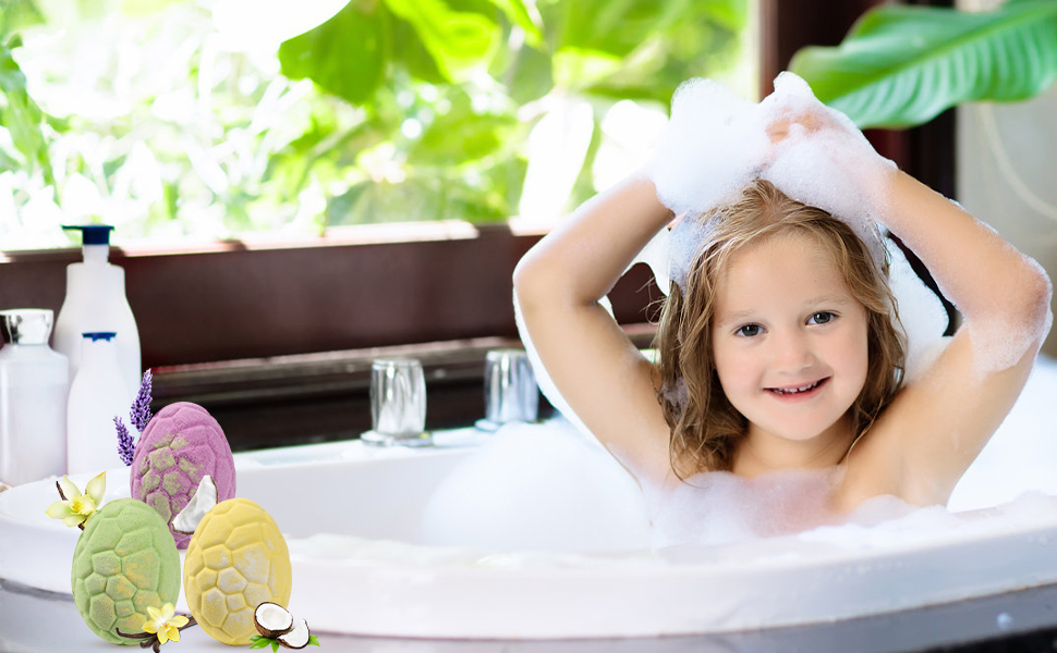 Kinder Badekugeln Badesalze Dino-Badebomben mit ätherischen Ölen 