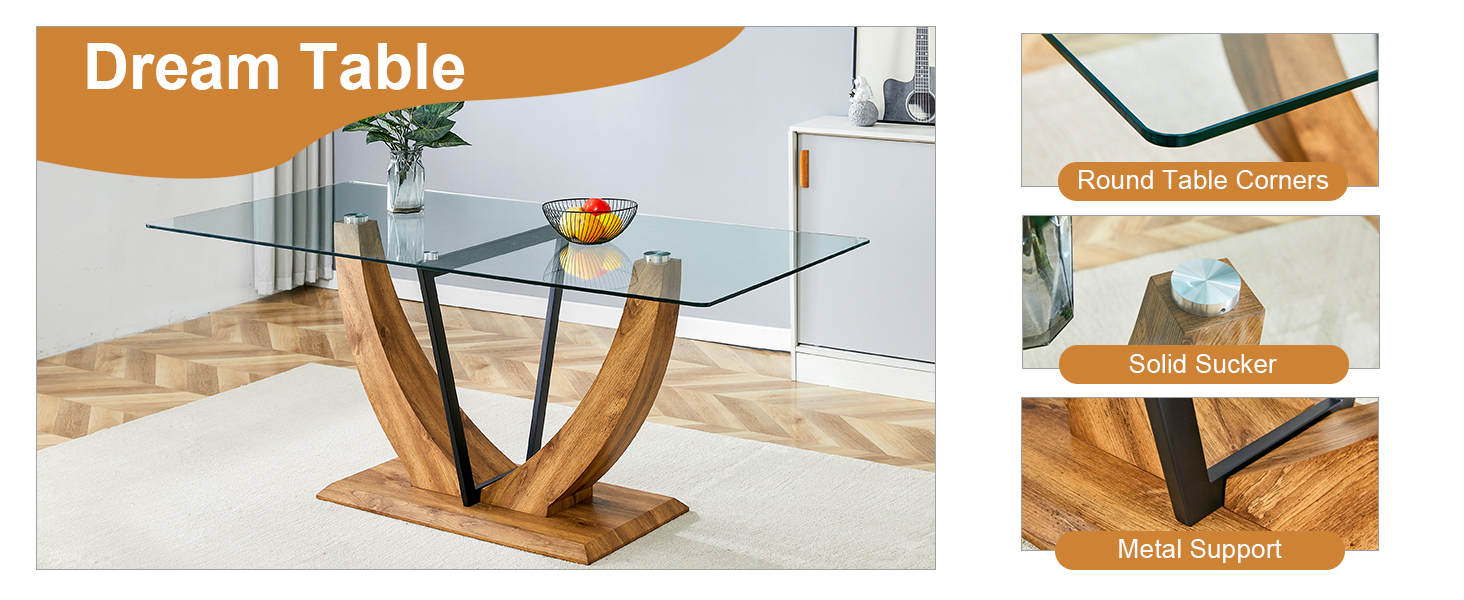 NYEESS Glass Dining Table Set for 6, 7 PCS Dining Room