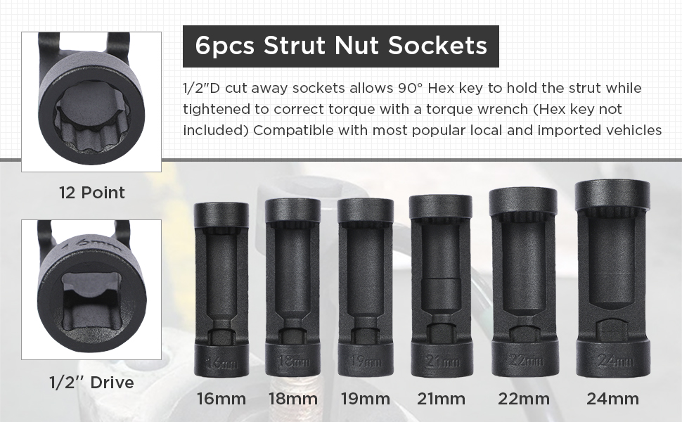 Strut Nut Wrench Socket Suspension Strut Spreader Tool Kit, MR CARTOOL