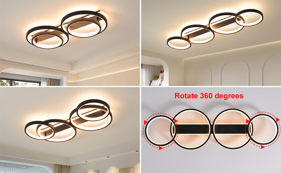 LED Deckenlampe,Dimmbar Deckenleuchte Mit Fernbedienung APP,Einstellbar Ringform Wohnzimmerlampe