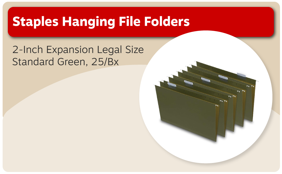 Staples 117523 Hanging File Folders 2Inch Expansion Legal