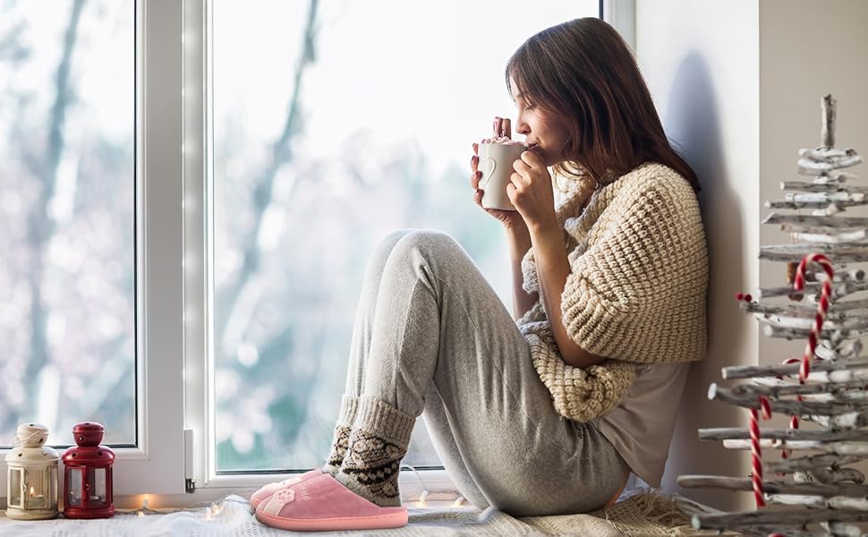 Hausschuhe Damen Herren Winter Plüsch