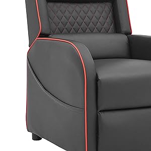 gaming chair, gaming accessories, recliner with pockets