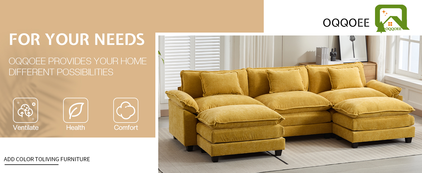 OQQOEE Sectional Sofa Modular Cloud Couch Upholstered Deep