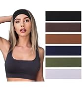 Leeven Headbands for Women 6 Pcs Cotton Headbands, Soft Sweat Wicking Stretchy Headband for Unise...