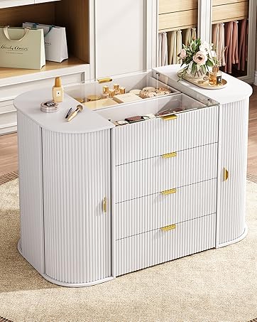  UKAOCAI Tambour Closet Island with 8 Drawers & 8 Large Storage Space