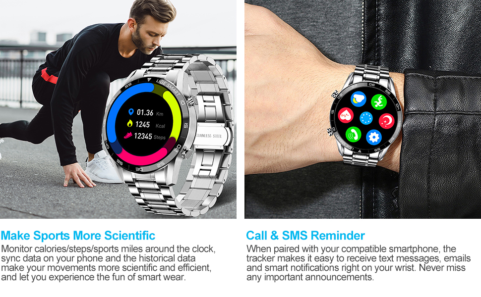 LIGE Smart Watch for Android iOS, Voice Calls Chat with