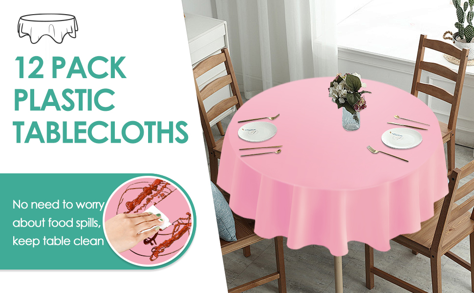 Kongdaoth Lavender 12 Pack Plastic Tablecloths 84