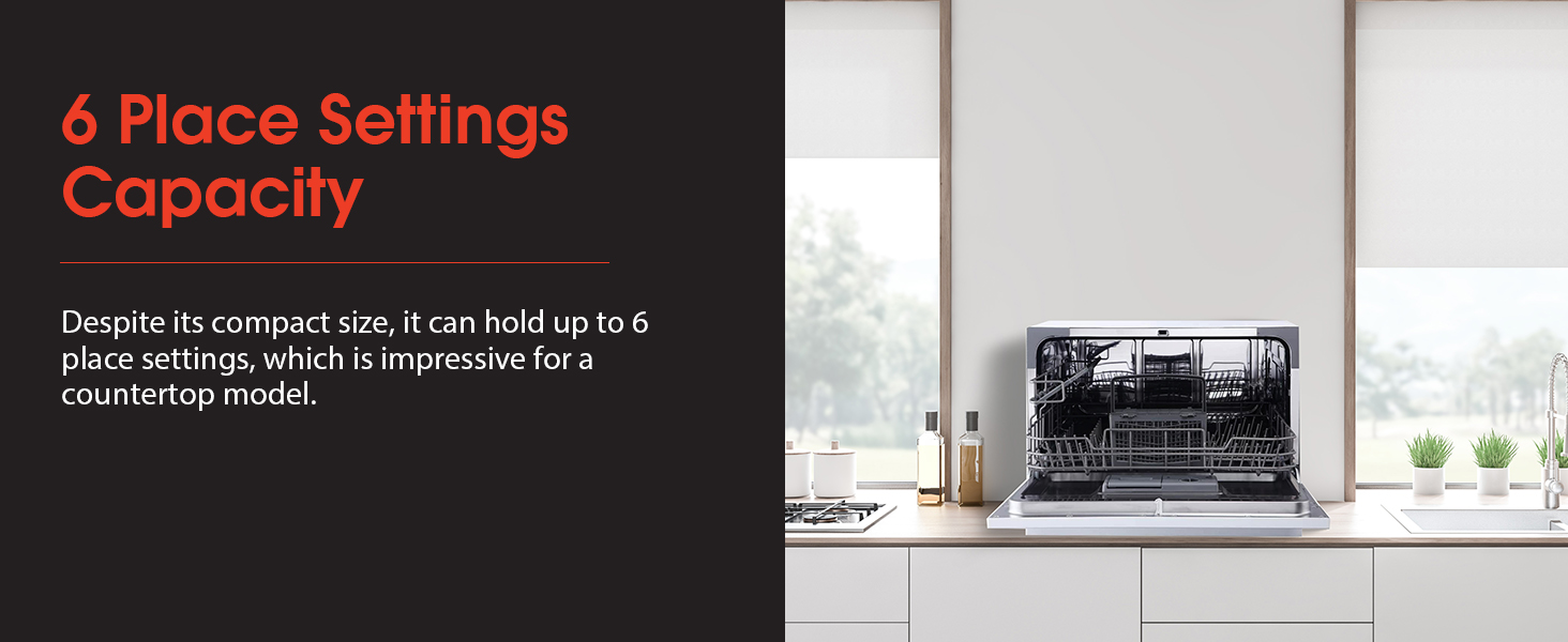 Magic Chef MCSCD6W5 Energy Star 6 Plate Kitchen Countertop Dishwasher, White