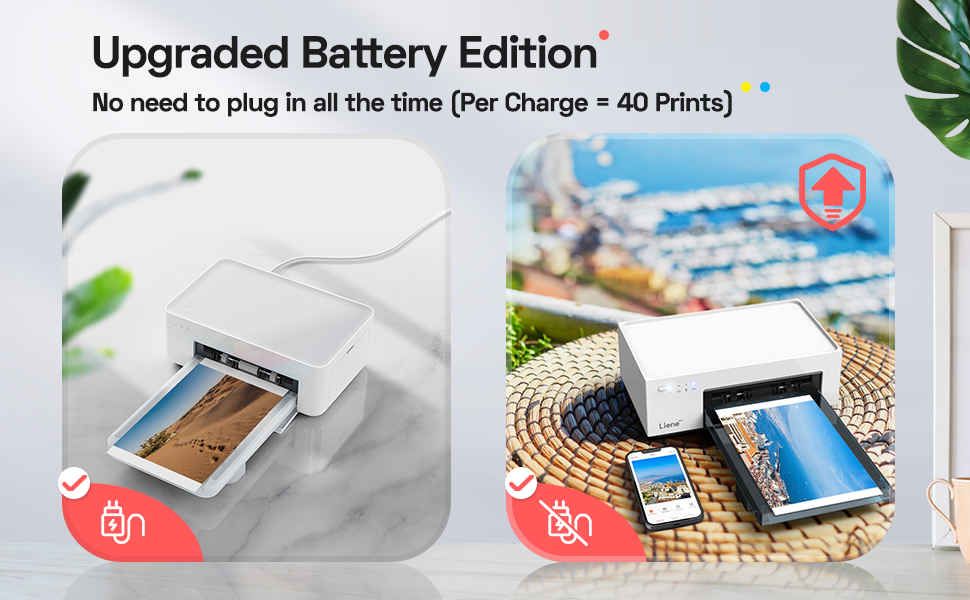 Liene White M200 4x6'' Photo Printer Battery Edition