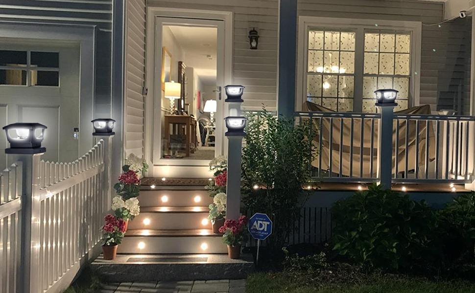 GEYUEYA Home Solar Post Lights,Solar Post Cap Lights Fence Post Lights