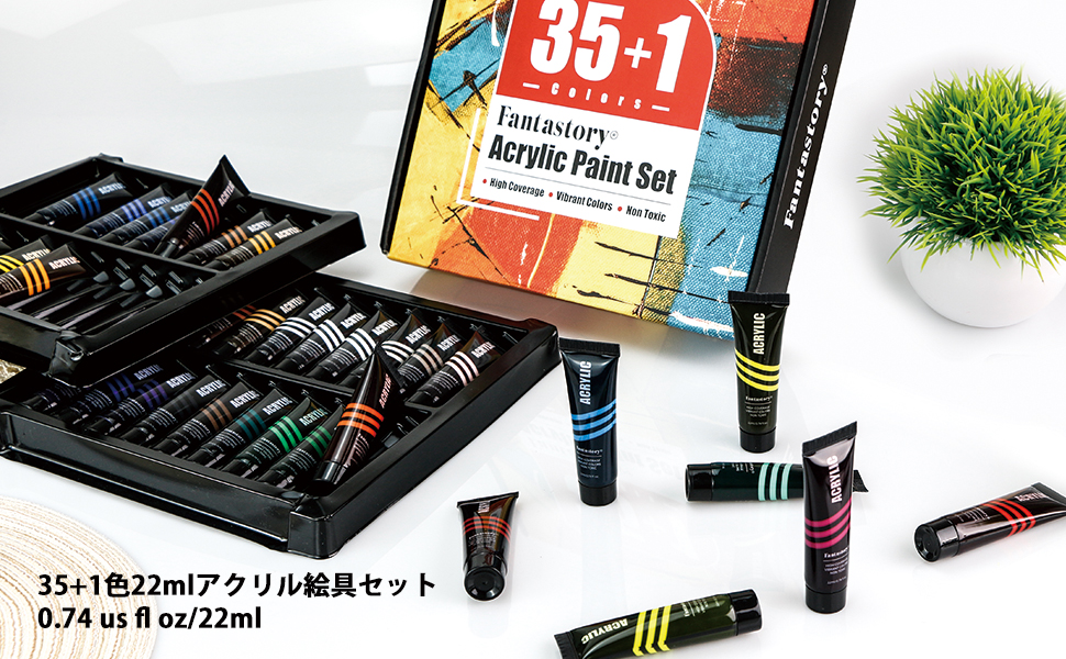Fantastory Acrylic Paint Set 36 Colors (22ml Each), Non Toxic, Non