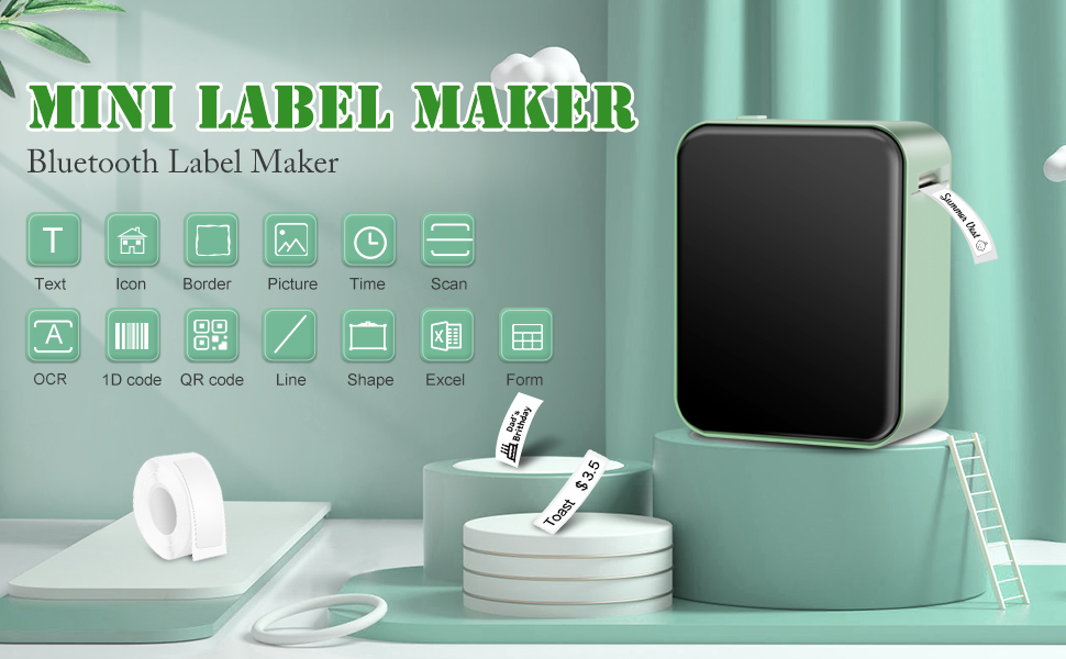 mini label maker machine sticker maker labeler green