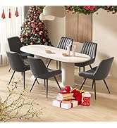 Hawthyhome Dining Chairs Set of 6 | Upholstered Chairs with 5 cm Seat Cushion • Waterproof PU Leather D...