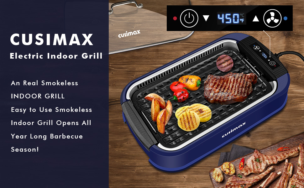 Smokeless Grill Indoor, CUSIMAX Electric Grill, 1500W