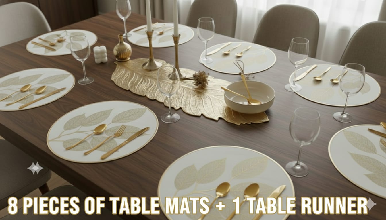 Sunflower Table Mats & Gold Runner Set - Dining Decor -26