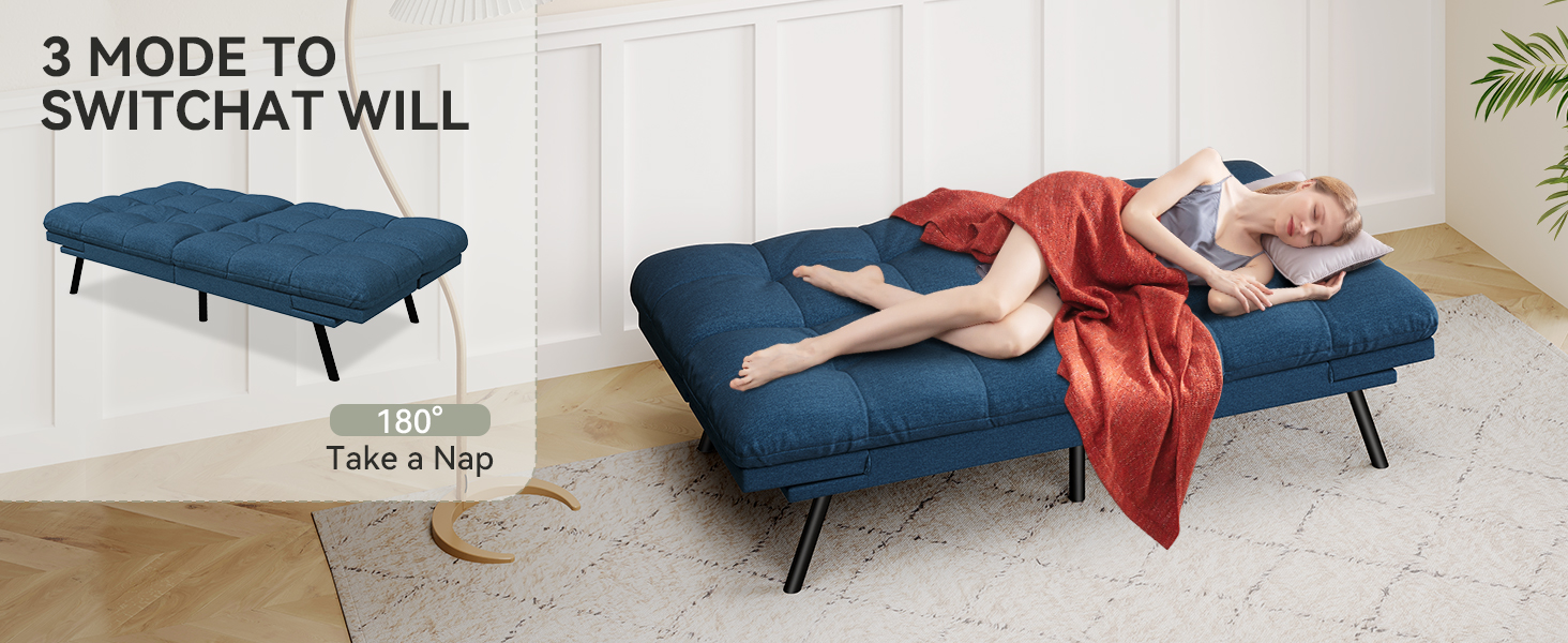 AMICLIBER Convertible Futon Sofa Bed,71" Memory Foam Futon