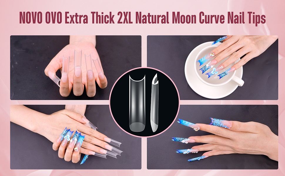 Extra Thick 2XL Natural Moon Curve Nail tips