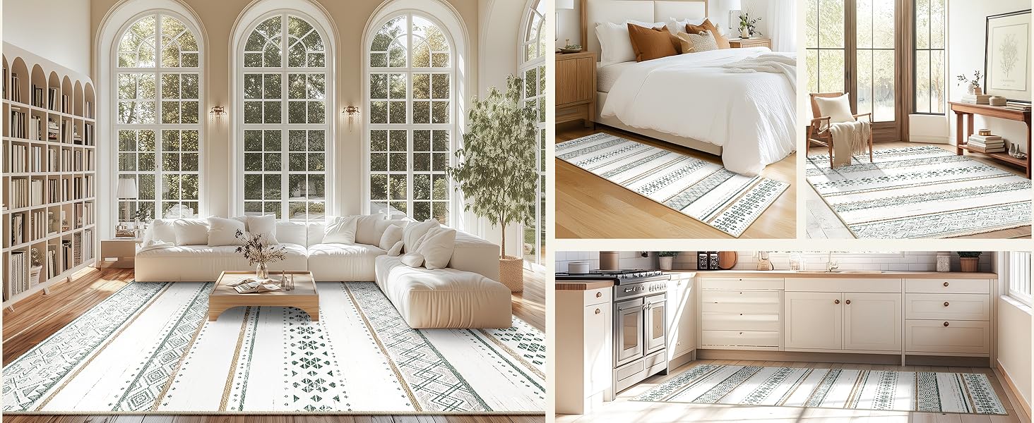 Moroccan 01 Area Rug-Green Brown