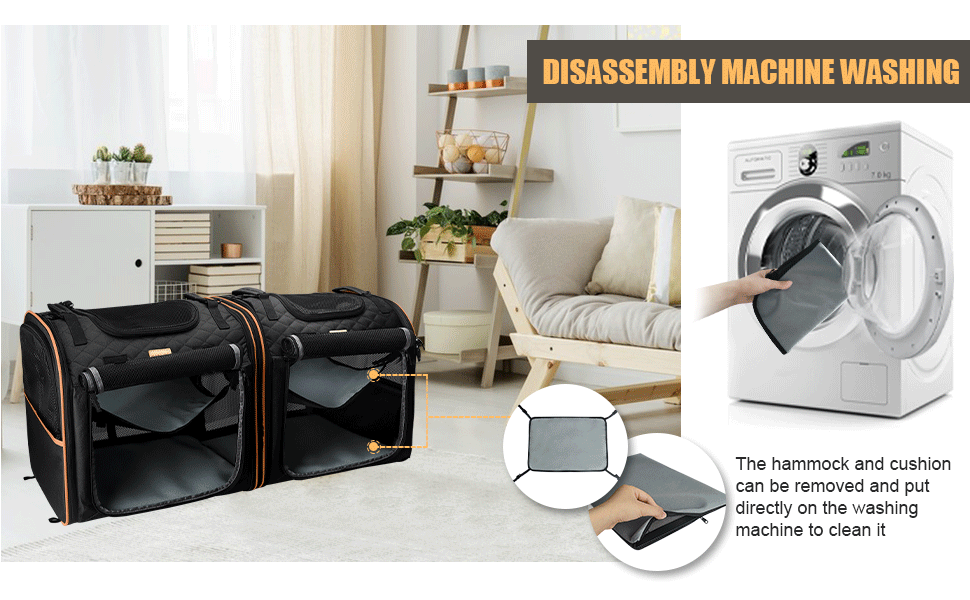 Portable 2in1 Pair Compartment Display Home Cat Carrier