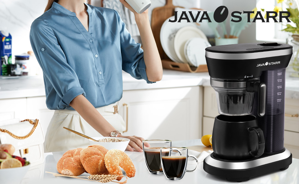 JAVASTARR Grind and Brew Coffee Maker, 2In1 One Cup Coffee Maker Pods