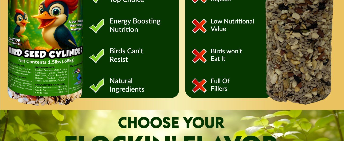 choose your flockin flavor bird seed cylinder