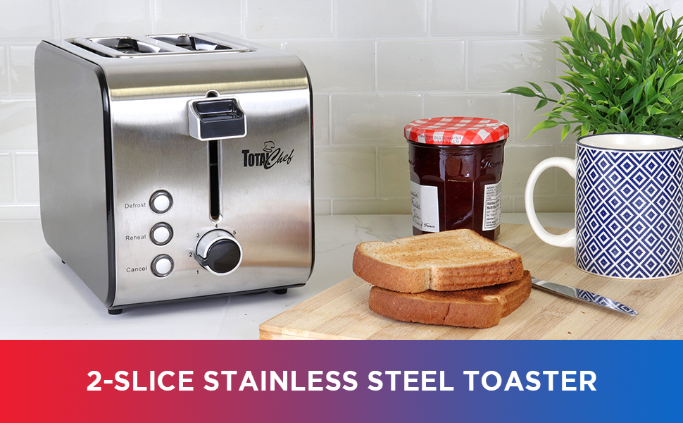 Total Chef 2-Slice Stainless Steel Toaster