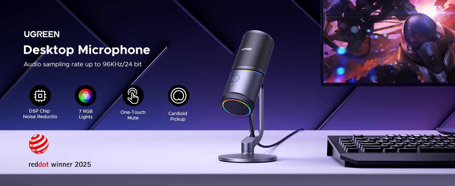 UGREEN CM769 USB RGB Streaming Microphone with Cardioid Polar Pattern, Condenser Microphone for Streaming, Gaming, Podcasting, Recording, Laptop, PS5 35629 18 microphone