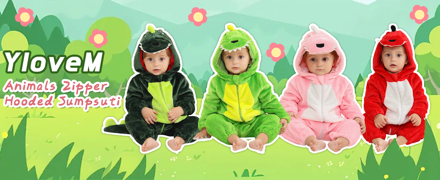 Unisex Baby Dinosaur Costume Newborn Girls Boys Rompers Zipper Jumpsuit