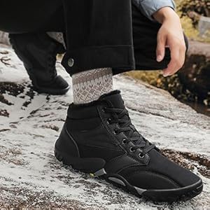 black winter hiking boots