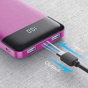 usb c input output portable charger