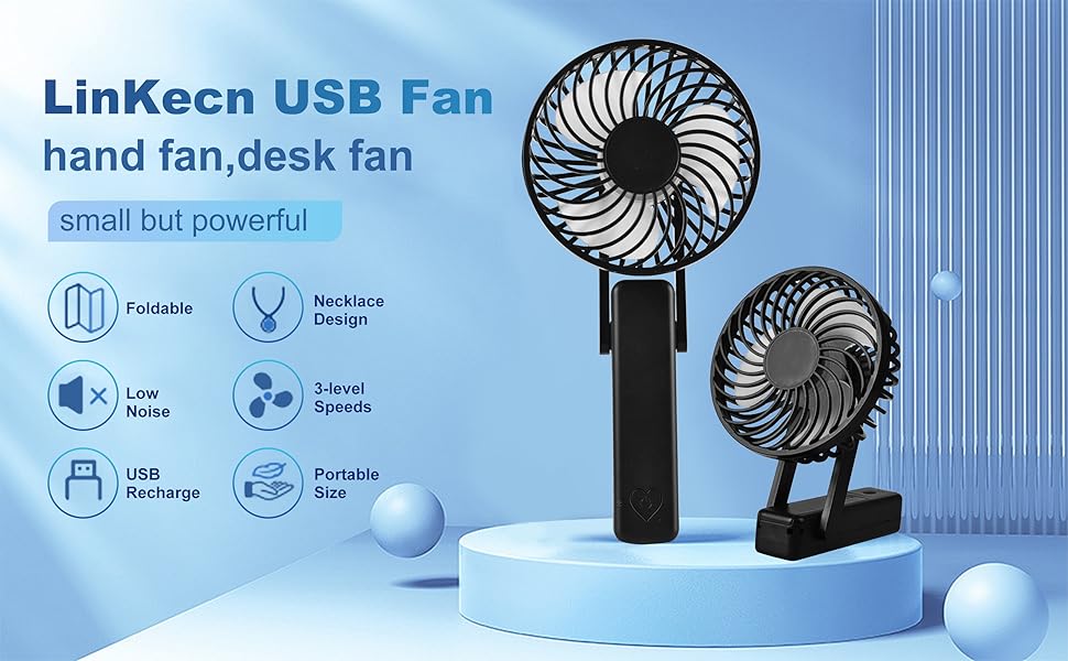 LinKecn Handheld Fan Battery Powered, Portable Fan Hand Held Foldable
