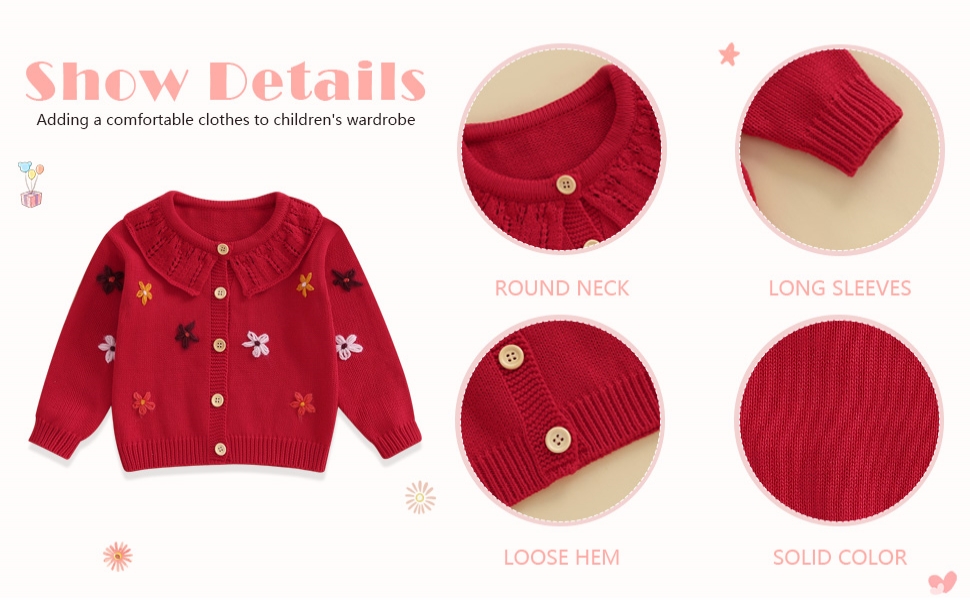 Toddler Baby Girl Fall Winter Clothes Cardigan Sweater Infant Knit Floral Knitwear Knitted Outfit 
