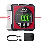 XUNTOP USB Charging Digital Level Box Angle Finder with Electronic Laser, 4-Side Strong Magnetic ...