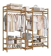 ✨セール中✨ ハンガーラック 天然竹製 衣類収納棚 洋服ラック Amazon.co.jp: PASRLD ハンガーラック 天然竹製 ワードローブ