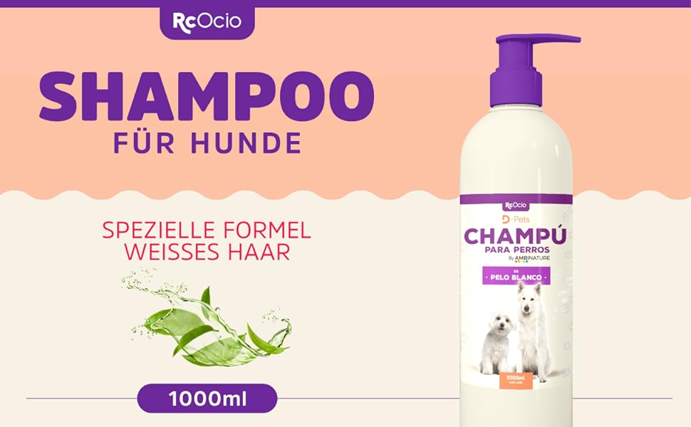 Shampoo für Hunde mit Weißes Fell 1 Liter | HundeShampoo für Hunde mit ...