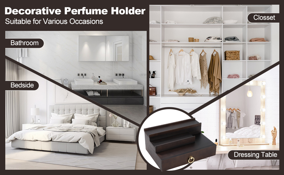 Cologne Organizer for men 3 Tier Wooden Cologne Display