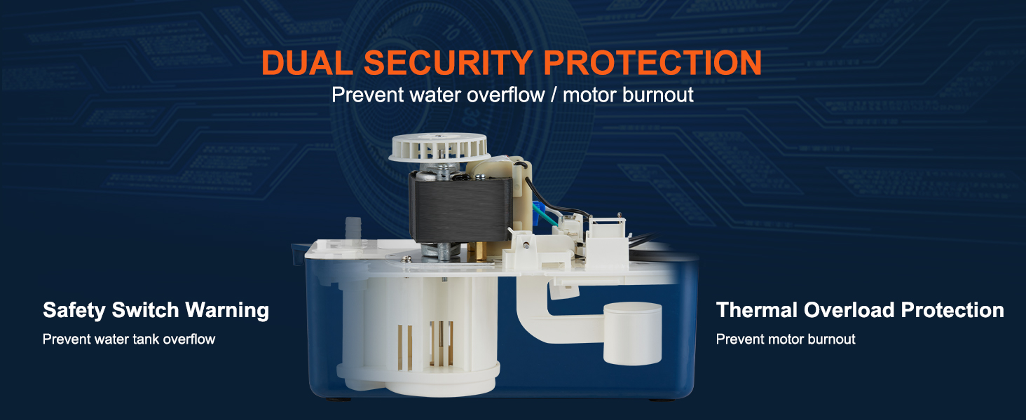 VEVOR Condensate Removal Pump, 1/50 HP, 65 GPH, 15 ft Lift