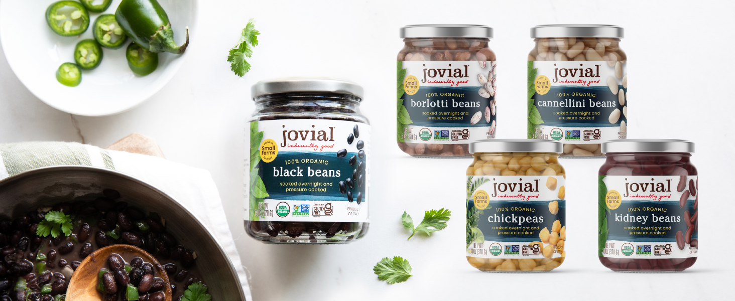 jovial organic beans black beans chckpeas borlotti cannellini kidney