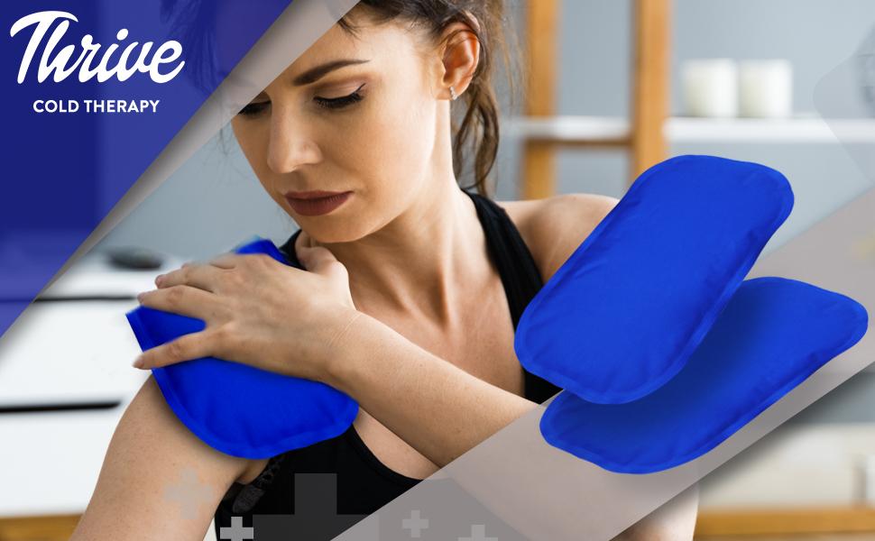 Thrive Cold Compress Ice Packs (2 Count) Reusable Ice Pack for Injury Soft Touch Gel Ice