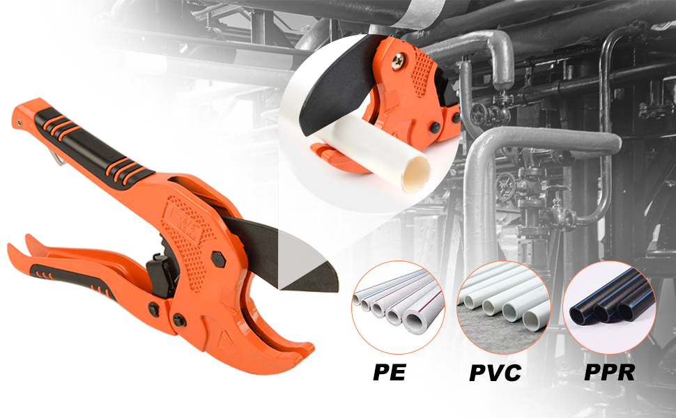 PROWIN PVC Pipe Cutter, PVC Cutter 15/8", Ratcheting PVC Cutter with