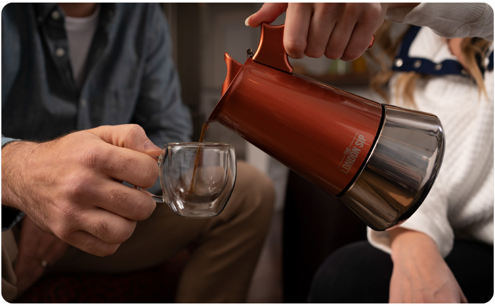 The London Sip Moka Pot, Stovetop Coffee Maker, Italian Style Espresso