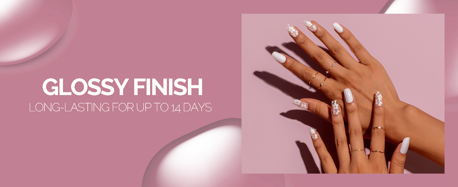 Nailog semi cured nail strip nail wrap White Petals