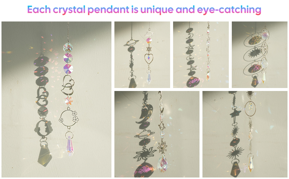 WIOR Crystal Suncatchers, 6 Pieces Sun Catchers, Colorful