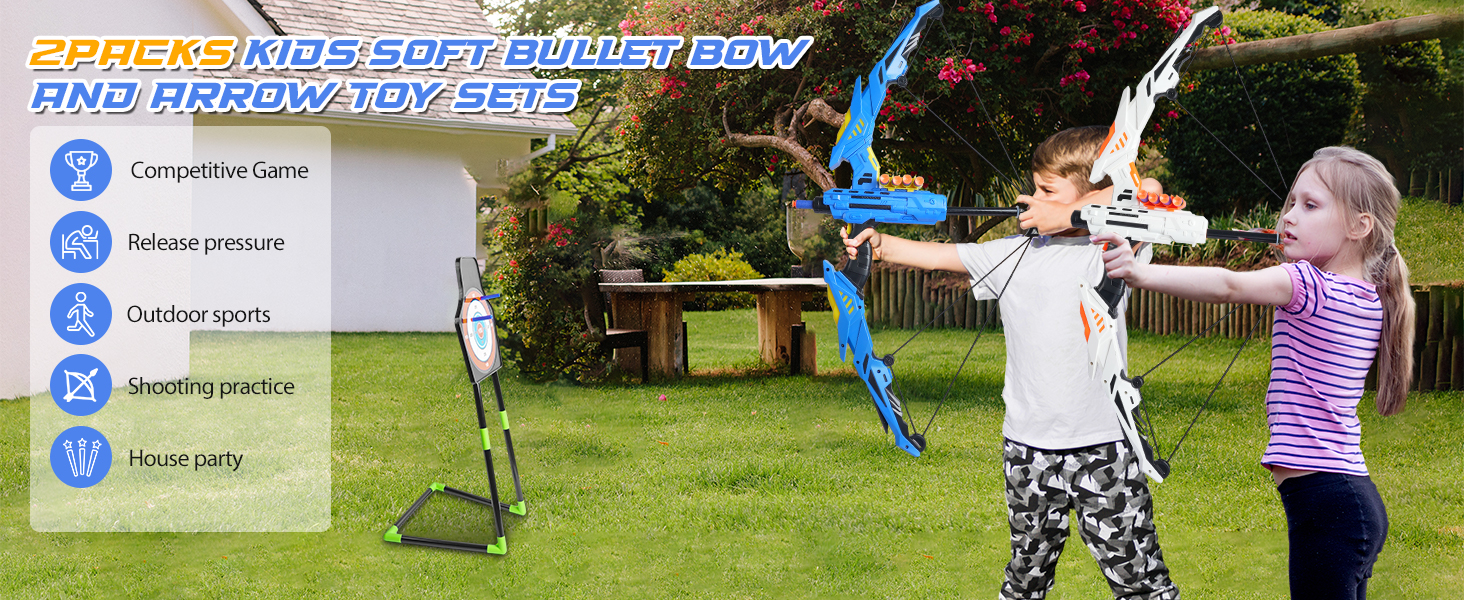 VATOS 2PCS Kids Bow and Arrow 3 In 1 LED Archery Set for Kids 57