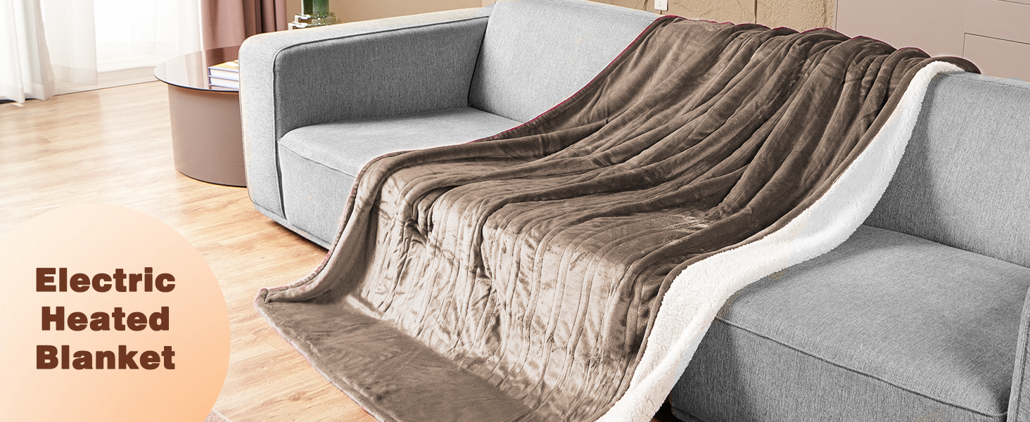 Electric Blanket Twin Size, Heated Blanket Flannel and Sherpa 62 x 84