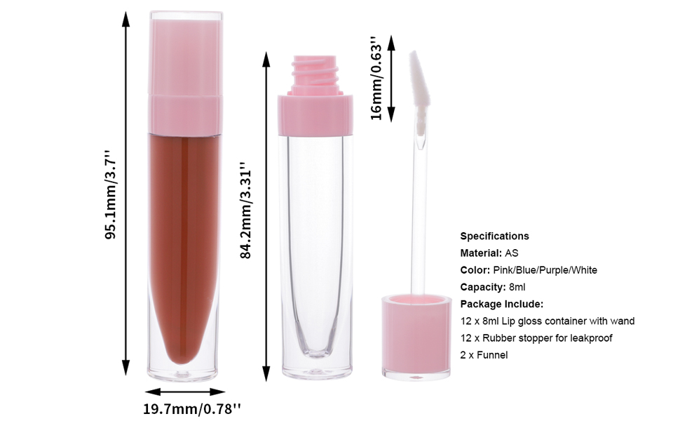 YITOU 12Pcs Refillable Empty Lip Gloss Tubes with Wand