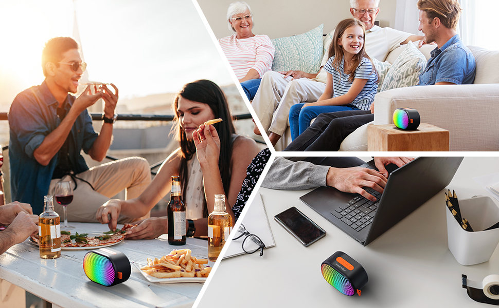 Bluetooth Speakers, Wireless Portable Speaker with RGB Lights, Compact Size, Dual Pairing
